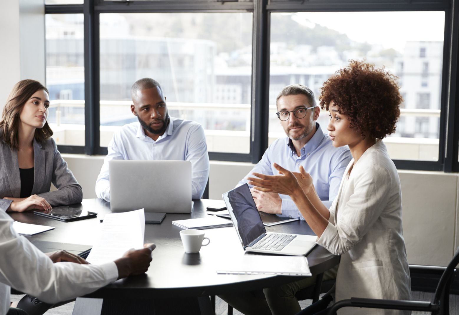 Group working in office